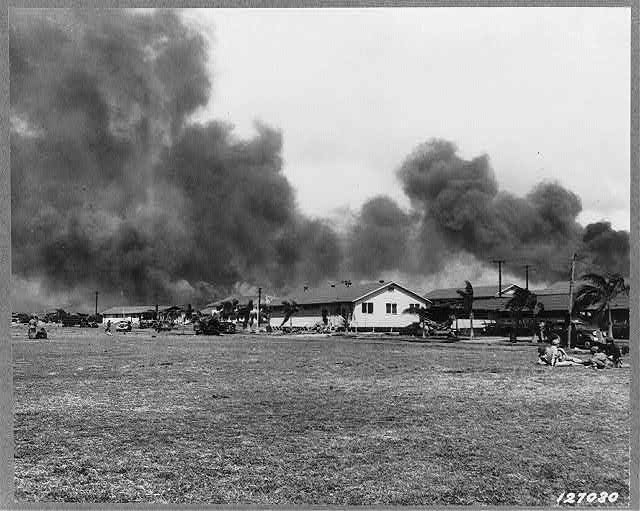 One of the first images of Hickam Field after the bombing on 7 Dec 1941