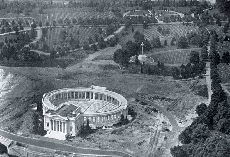 aerial view of the memorial amphitheater 