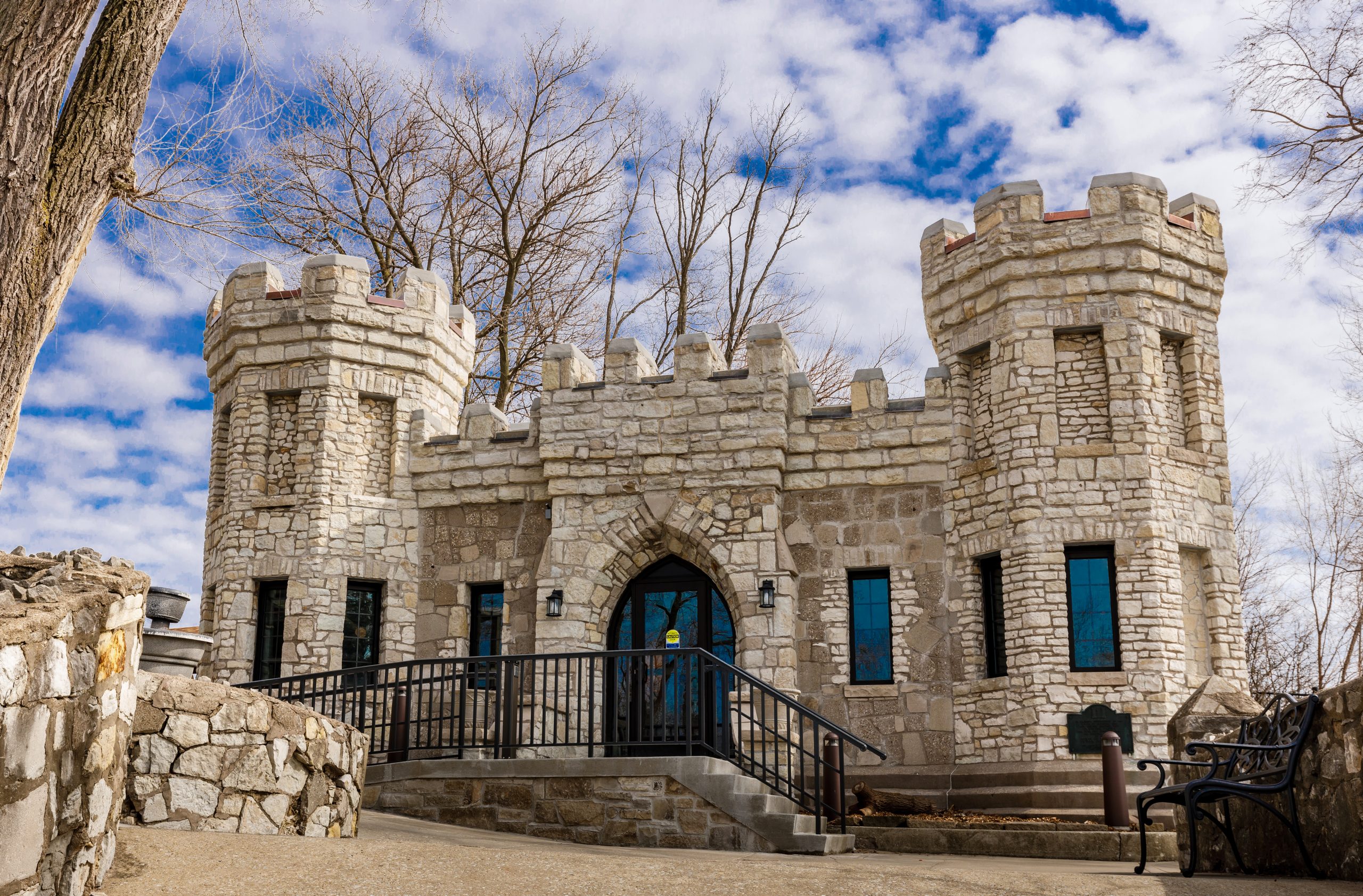 Castle-shaped stone building at a zoo