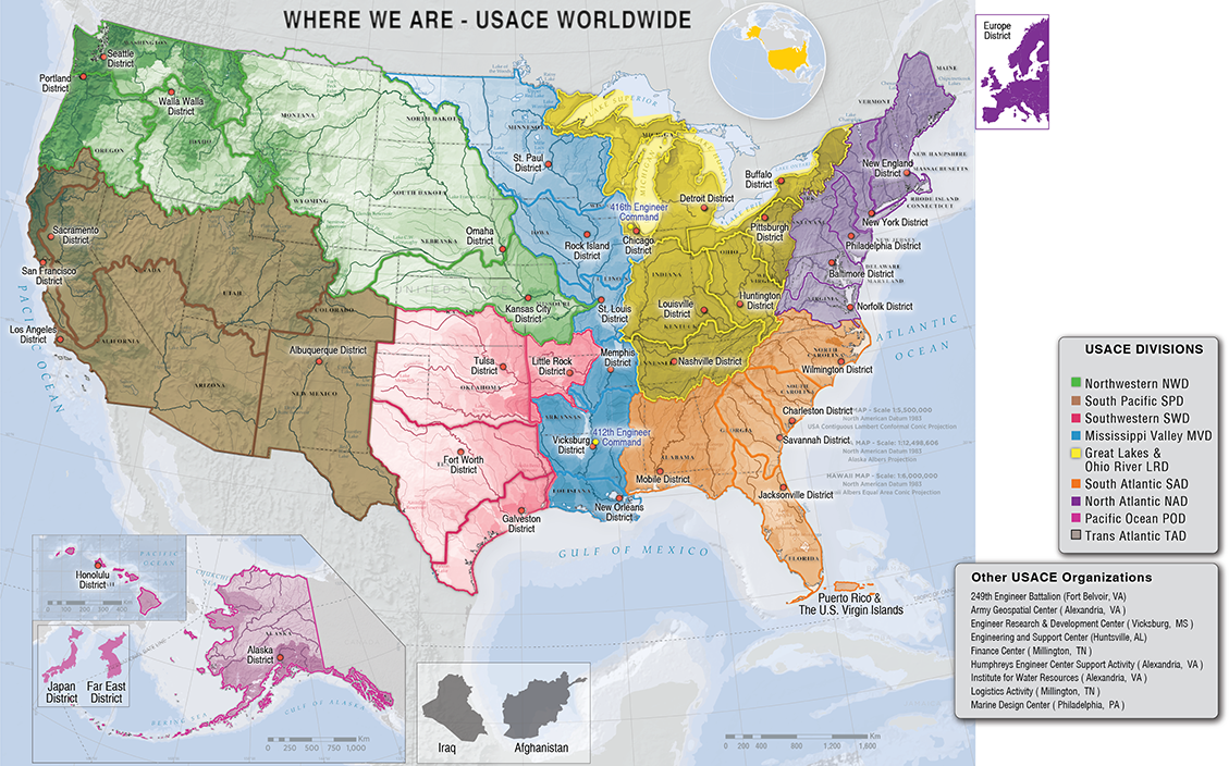 map of USACE organization