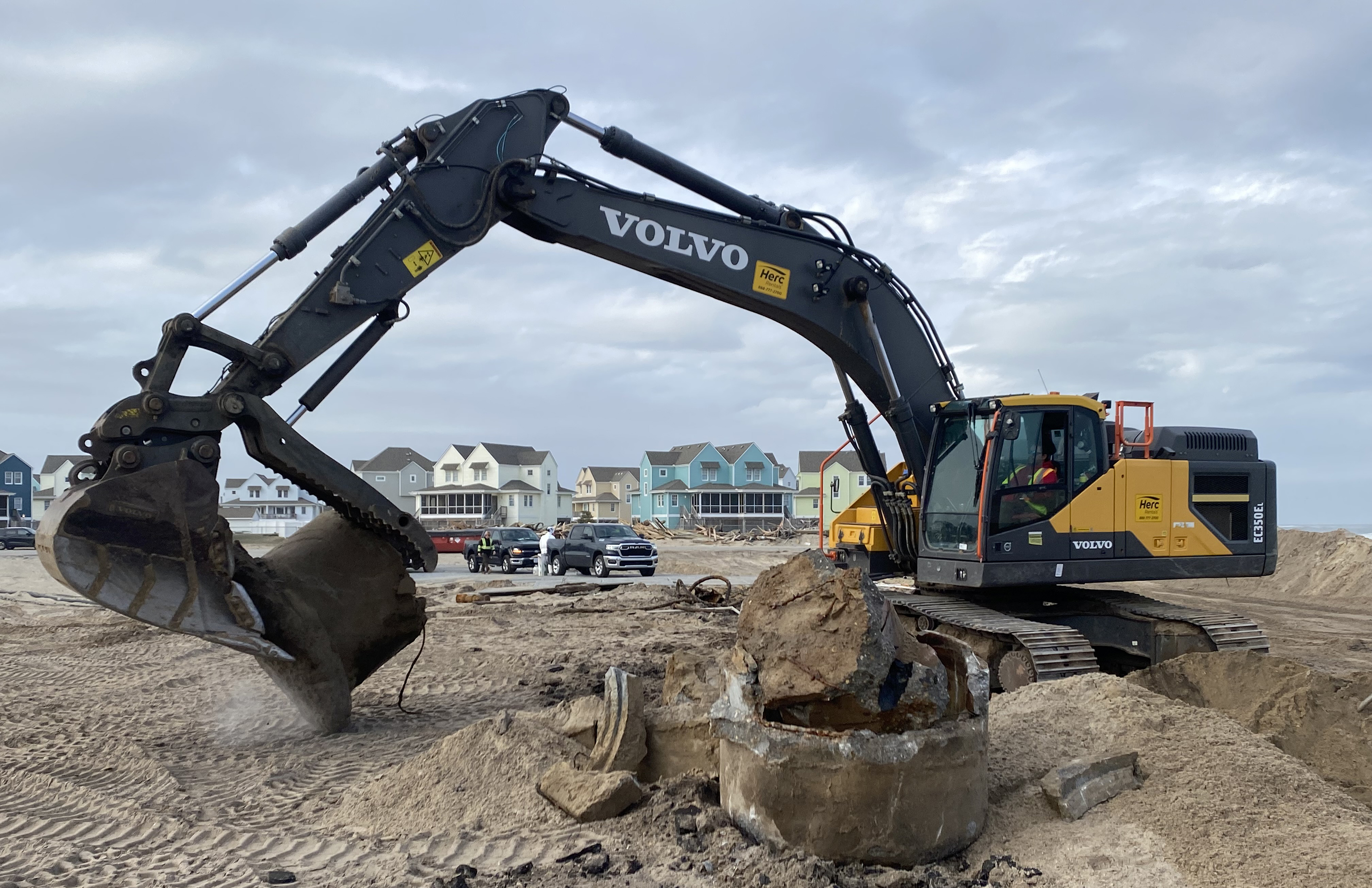 Old sewer infrastructure is removed from the Buxton Naval Facility FUDS in March 2026. (USACE Photo)
