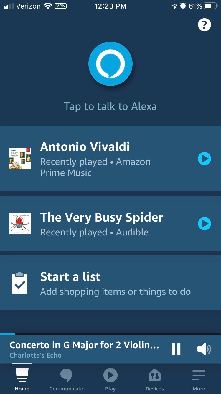 Select 3 lines at the bottom to access settings in Alexa app