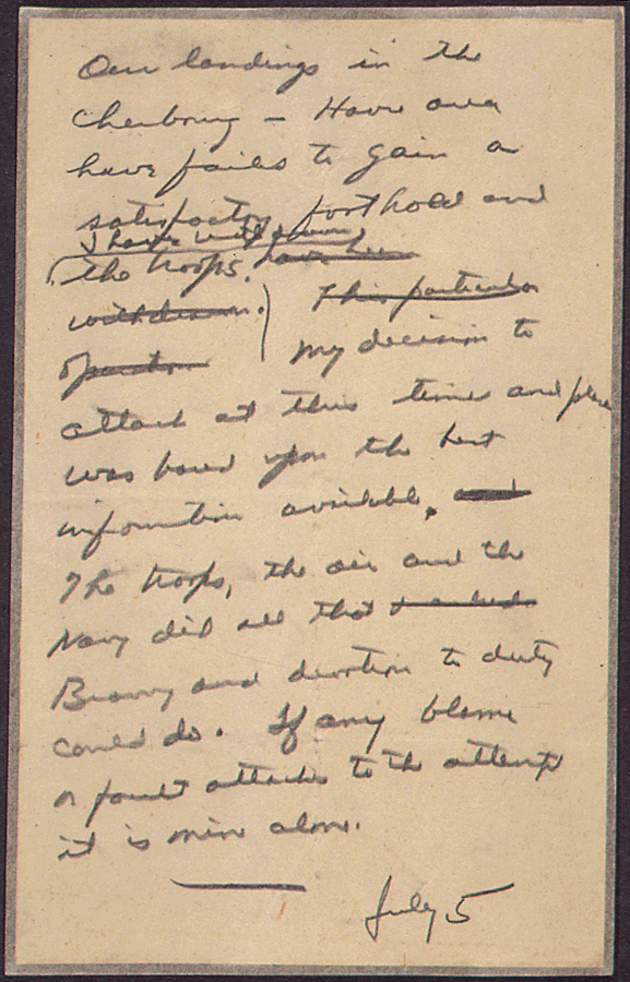 Eisenhower's handwritten memo