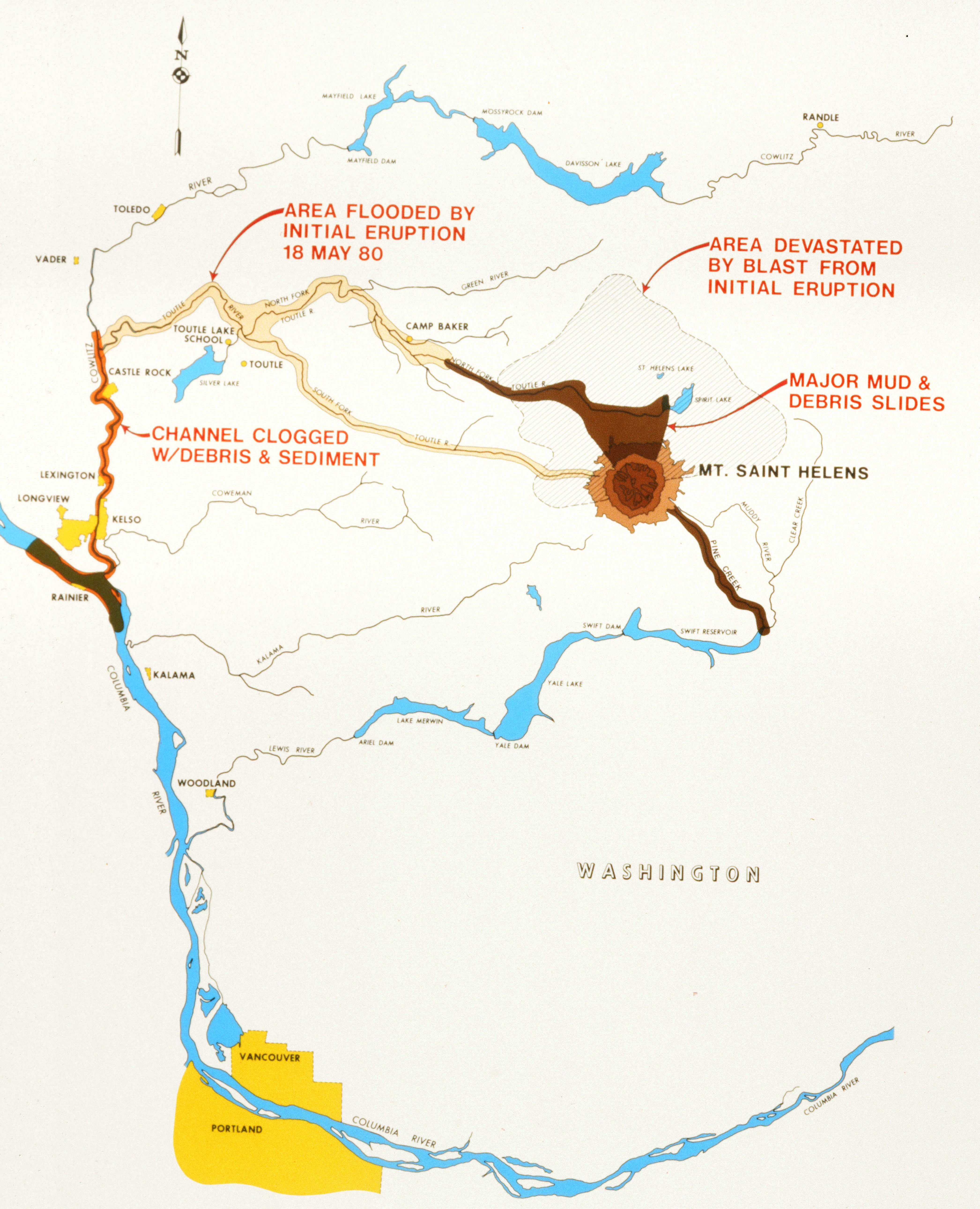 color map of the devastation area