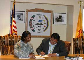 LTC Antoinette Gant and Gregg Shutiva, Gov. of the Pueblo of Acoma
