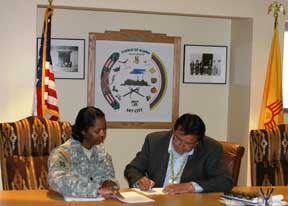 LTC Antoinette Gant and Gregg Shutiva, Gov. of the Pueblo of Acoma