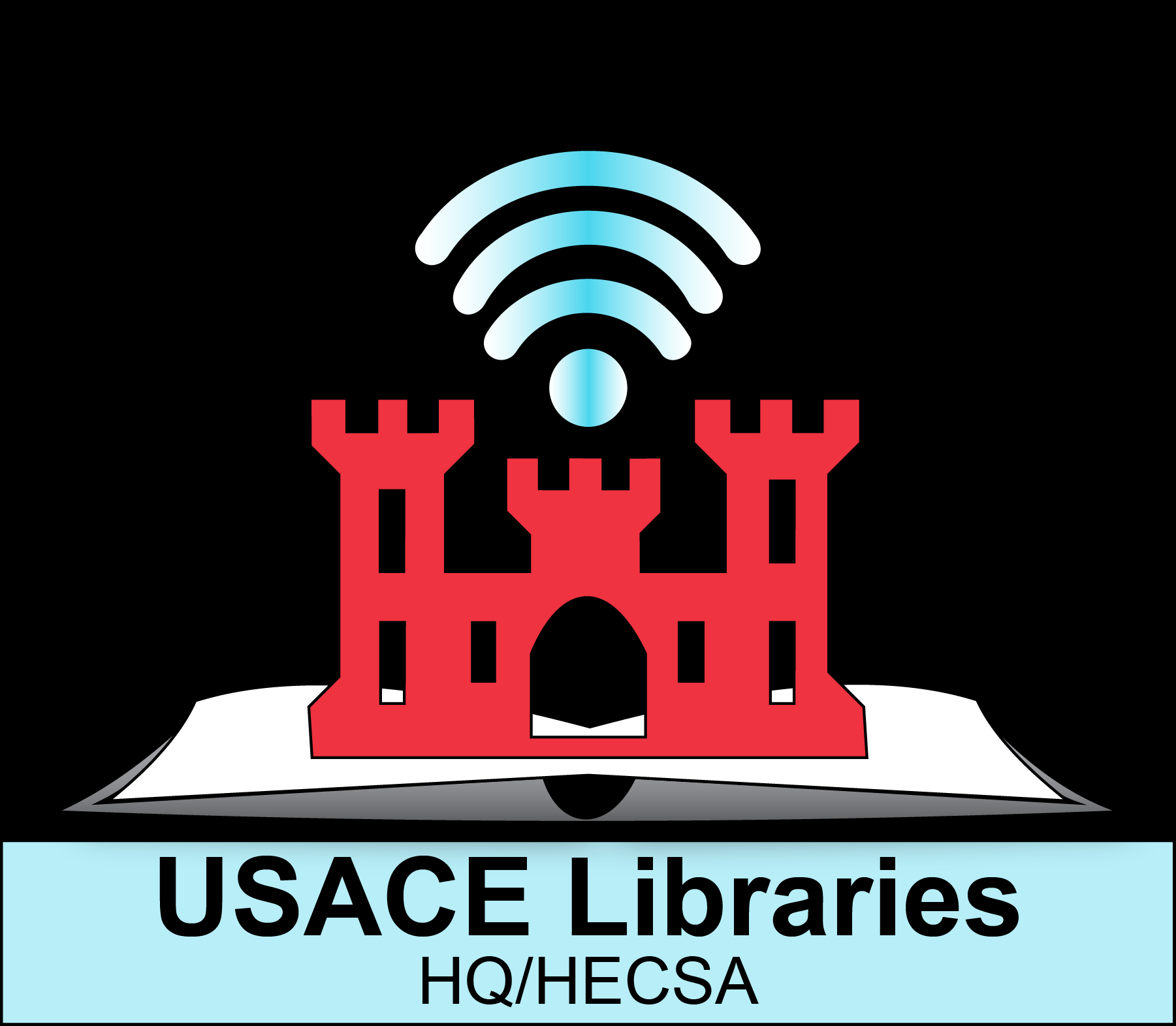 castle-shaped logo for HQ/HECSA Library